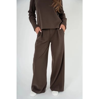 Corel Amsterdam ella pantalón ancho milano brush flannel 1009-3353 20 marrón