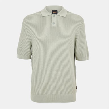 Camisa de hombre Boss con cuello de polo, manga corta y corte regular en Open Green