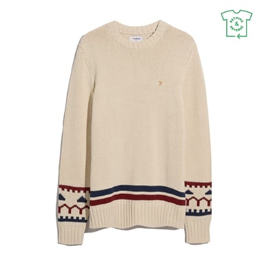 Jersey de hombre Farah Alverstone de corte regular y manga larga en color crema