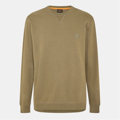 Boss Sudadera de hombre Westart de cuello redondo, algodón prémium en Open Green 342