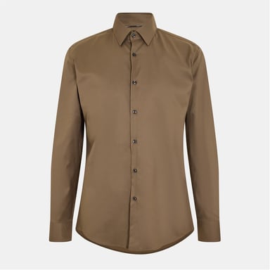 Camisa Oxford Boss de hombre con cuello italiano, manga larga y corte regular en verde