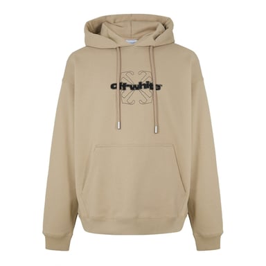 Sudadera de hombre Off-White con capucha, bordado y manga larga en marrón/negro