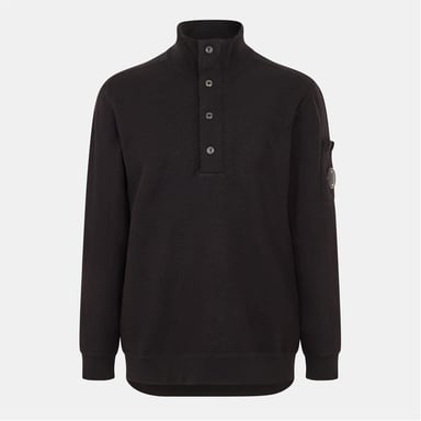 C.P. Company Jersey de hombre con cuello alto tipo mock, manga larga, negro 999