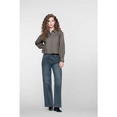 Geisha vaqueros de pierna ancha 61808-10 810 azul denim teñido