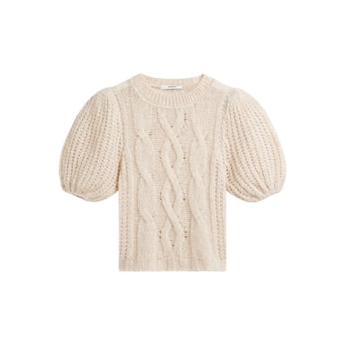 Summum Puff Sleeve Jersey Cozy Cable Knit Suéter 7s8041-70102