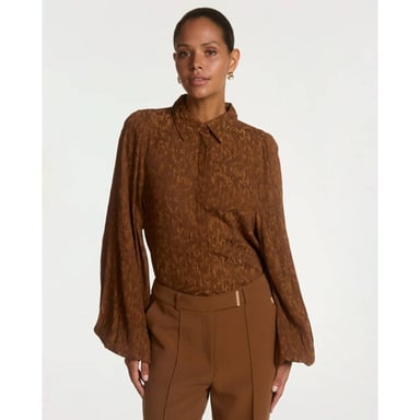 Aaiko Blusa de manga larga Rose Jacquard Vis