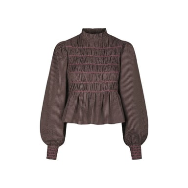 Neo Noir Oliana Check Blusa 170534 306 Dusty Brown