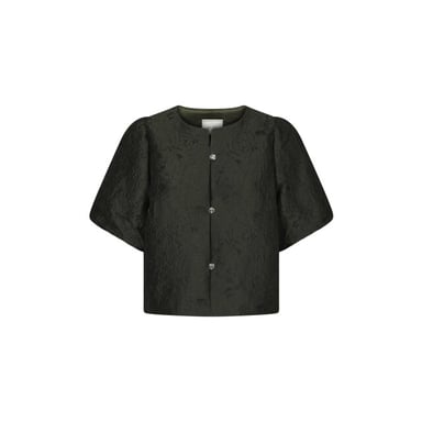 Neo Noir Aisa blusa de brocado 1669 155 verde oscuro