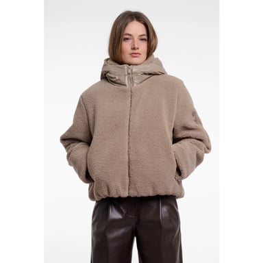 Rino & Pelle Jayla.7002613 Rino & Pelle chaqueta de materiales combinados con capucha mocha latte