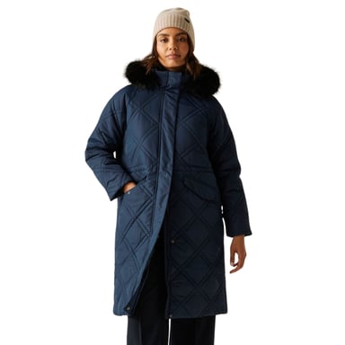 Regatta Chaqueta acolchada larga Freyla para mujer, repelente al agua – azul marino