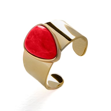 Anillo Luxenter, sheak de aleación de metal y coral acabado baño oro 18K