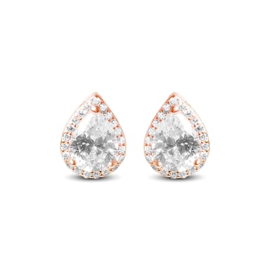 Pendientes Luxenter, theli de plata de ley 925 y circonita brillante con acabado baño oro rosa 18K