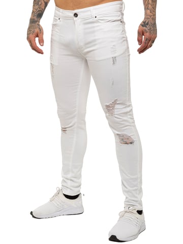 Enzo Mens Skinny Ripped Jeans