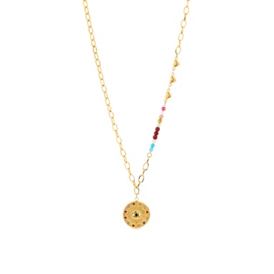 Collar Luxenter de Cristal Multicolor acabado en oro amarillo de 18K- Targey