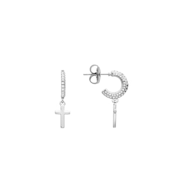 Pendientes Luxenter Cruz,de Circonita Brillante,acabados en rodio