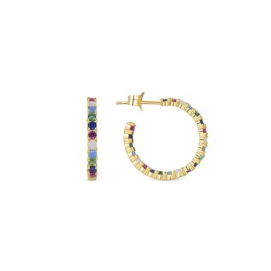 Pendientes Luxenter de Plata de Ley 925 con Circonita Multicolor acabados en oro amarillo de 18K - Azarlo