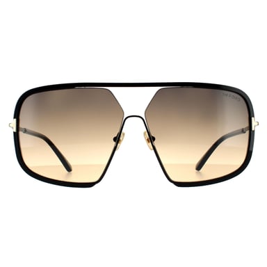 Tom Ford Aviador Masculino Brillante Negro Humo Gradiente