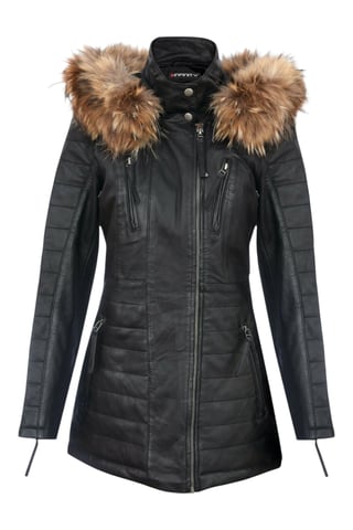 Parka de cuero acolchada negra para mujer - Winton