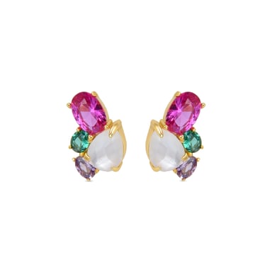 Pendientes Luxenter de Plata de Ley 925 con Cristal De Roca y Madreperla acabados en oro amarillo de 18K - Zafi
