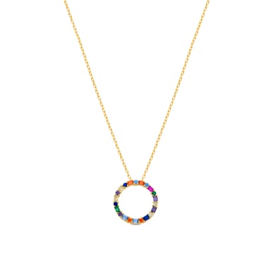 Collar Luxenter hrius de plata de ley 925 y circonita multicolor con acabado en baño de oro amarillo de 18 quilates