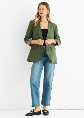 Blazer de animal de contraste