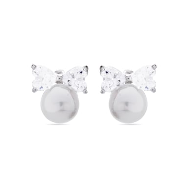 Pendientes Luxenter Theria de Plata de Ley 925 y Perla Blanca acabado en rodio
