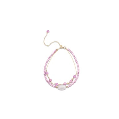 Pulsera Luxenter, ekhao de aleación de metal y turmalina rosa acabado baño oro 18K