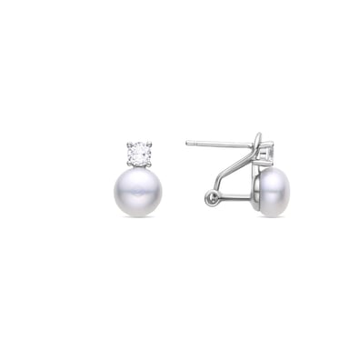Pendientes Luxenter de Plata de Ley 925 con Perla Blanca acabados en rodio - Ohrun