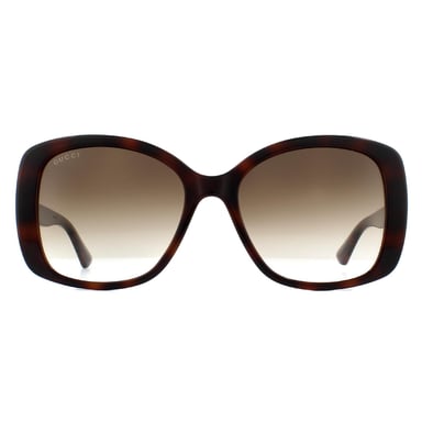 Gafas de sol Gucci Butterfly para mujer en marrón Havana con degradado.