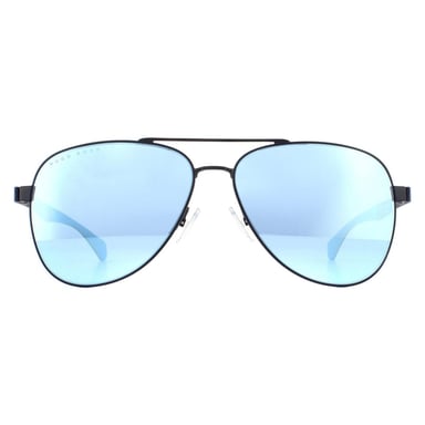 Hugo Boss Aviator Gafas de sol de espejo azul mate para hombre