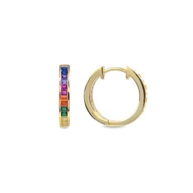 Pendientes Luxenter de Plata de Ley 925 con Circonita Multicolor acabados en oro amarillo de 18K - Tuhato