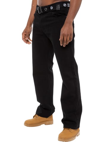 Enzo | Vaqueros de corte recto para hombre con cinturón - Negro