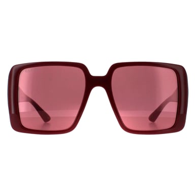 Gucci Cuadrado Mujer Borgoña con Plata Rojo con Espejo Plata GG1692S