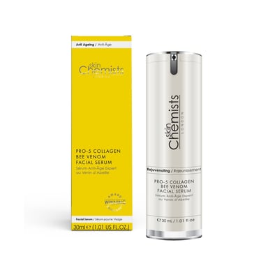 skinChemists Sérum facial antiedad Pro-5 con colágeno y veneno de abeja, 30 ml.