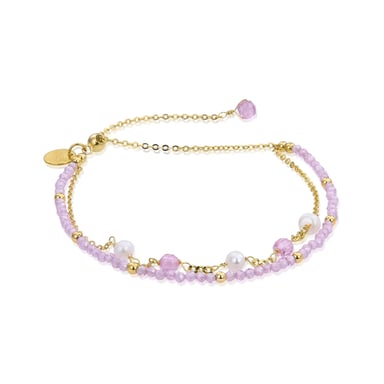 Pulsera Luxenter de Plata de Ley 925 con Cristal Rosa acabada en oro amarillo de 18K - Rius