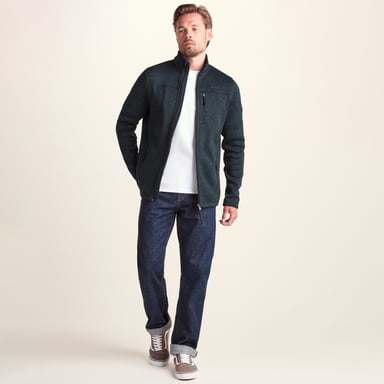 Cresswell Mens Knitlook Fleece Jacket Dark Indigo Marl