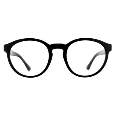 Gafas de sol Emporio Armani redondas para hombres en negro mate con clip de sol transparente