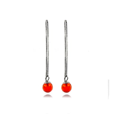 Pendientes Luxenter, yedia de plata de ley 925 y cuarzo hidrotermal naranja acabado baño rodio
