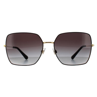 Gafas de sol cuadradas para mujer Dolce & Gabbana negras doradas con degradado gris oscuro