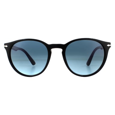 Gafas de sol redondas unisex Persol negras con degradado azul azur