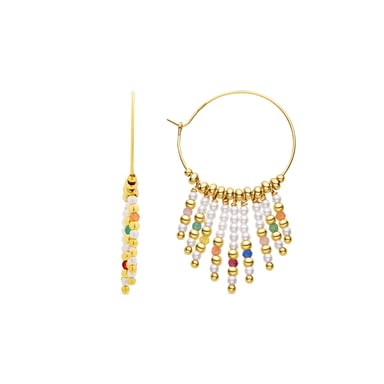 Luxenter Pendientes de Plata de Ley 925 y Perla Blanca acabados en oro amarillo de 18k - Shay