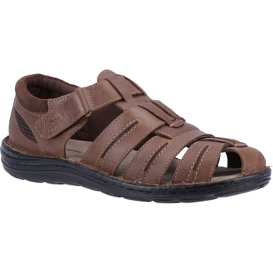 Sandalias Hush Puppies para hombre Walking Albert Pescador de cuero con cierre de contacto en negro