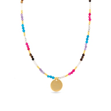 Collar Luxenter Lyhakk de Plata de Ley 925 y Cristal Multicolor acabado en oro amarillo de 18 quilates