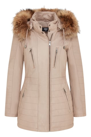 Parka de cuero acolchado beige para mujer - Winton