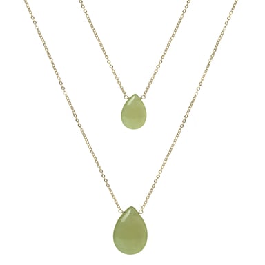 Collar Luxenter, abelia de aleación de metal y jade verde acabado baño oro 18K