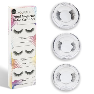Aquarius Double Glam Volume and Sexy Magnetic Eyelash Giftset for Her, 3Pair