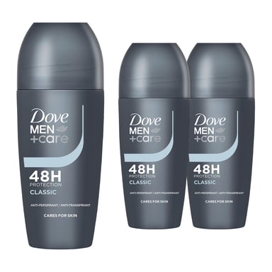 Dove Men+Care Desodorante Roll-On Clásico Antitranspirante 48H Protección, 3x50ml