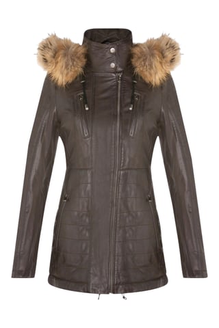 Parka de cuero acolchado marrón para mujer - Winton