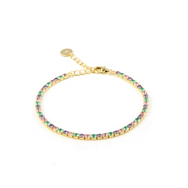 Pulsera Luxenter de Plata de Ley 925 con Circonita Multicolor acabada en oro amarillo de 18K - Tahu