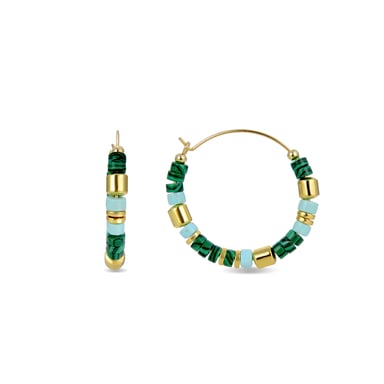 Pendientes Luxenter de Plata de Ley 925 con Malaquita acabados en oro amarillo de 18K - Ihun